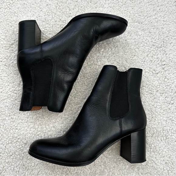 Madewell The Laura Ankle Boot Black Leather Pull On Block Heel Women’s 10 - Picture 2 of 12
